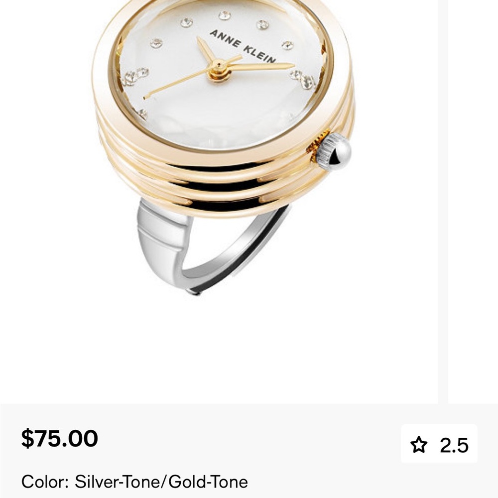 Anne Klein Silver and Gold Watch Ring